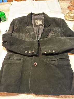 Michael Hoban North Beach Vintage Black Suede Leather Blazer Jacket Size 40